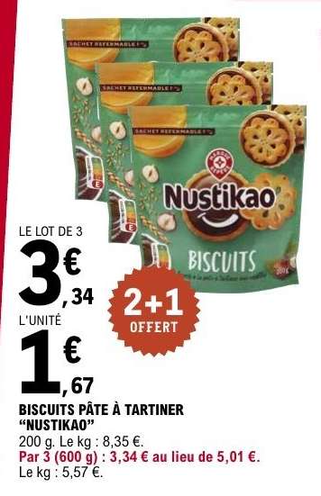 BISCUITS PÂTE À TARTINER “NUSTIKAO”