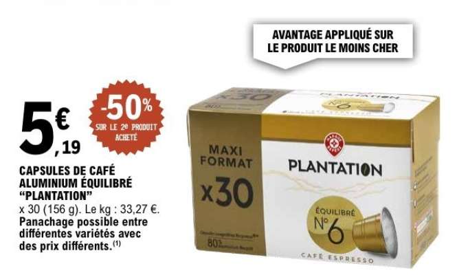 CAPSULES DE CAFÉ ALUMINIUM EQUILIBRÉ 'PLANTATION'