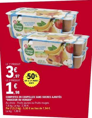 COMPOTES EN COUPELLES SANS SUCRES AJOUTÉS “DOUCEUR DU VERGER”