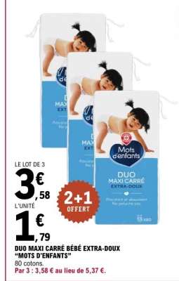 DUO MAXI CARRÉ BÉBÉ EXTRA-DOUX “MOTS D'ENFANTS”