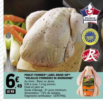 POULET FERMIER LABEL ROUGE IGP