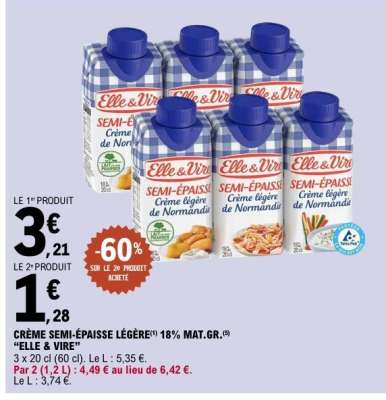 CRÈME SEMI-ÉPAISSE LÉGÈRE 18% MAT.GR. “ELLE & VIRE”