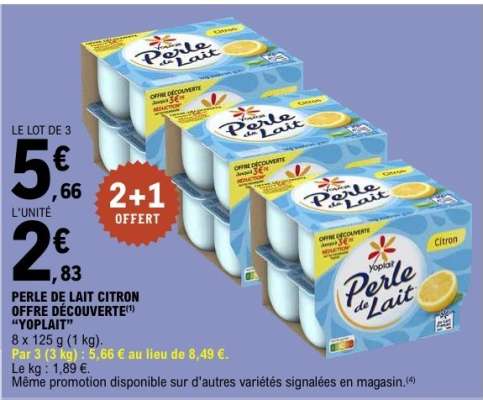 PERLE DE LAIT CITRON OFFRE DÉCOUVERTE YOPLAIT