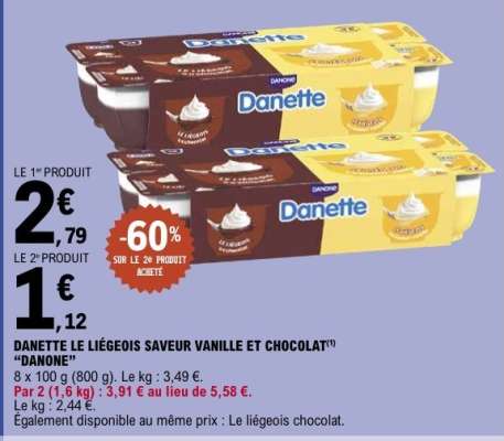 DANETTE LE LIÉGEOIS SAVEUR VANILLE ET CHOCOLAT