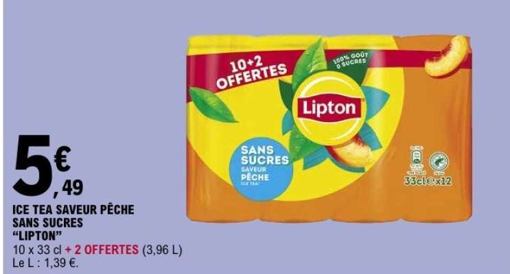 Ice Tea Saveur Pêche Sans Sucres Lipton