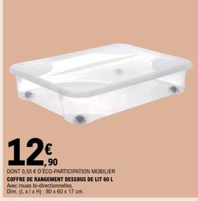 COFFRE DE RANGEMENT DESSOUS DE LIT 60 L