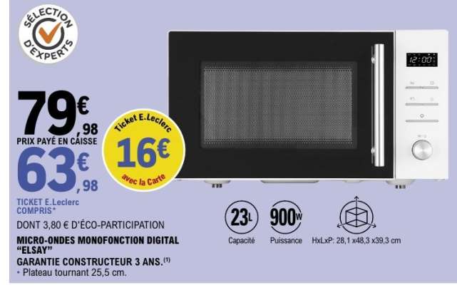 Micro-ondes Monofonction Digital 'Elsay'