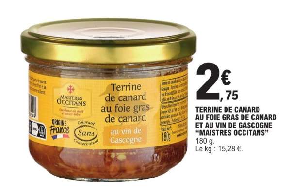 TERRINE DE CANARD AU FOIE GRAS DE CANARD ET AU VIN DE GASCOGNE “MAISTRES OCCITANS”