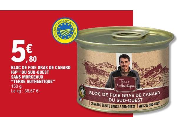 Bloc de foie gras de canard IGP du Sud-Ouest