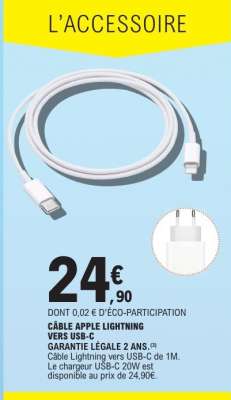 CÂBLE APPLE LIGHTNING VERS USB-C