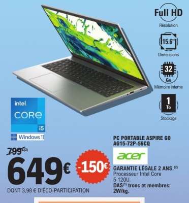 PC PORTABLE ASPIRE GO AG15-72P-56CQ