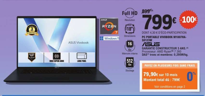 PC PORTABLE VIVOBOOK M1807HA-BQ132W