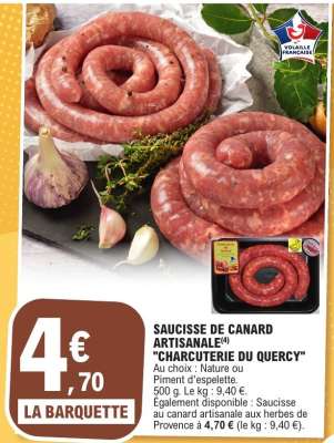 Saucisse de Canard Artisanale "Charcuterie du Quercy"