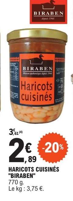 HARICOTS CUISINÉS "BIRABEN"
