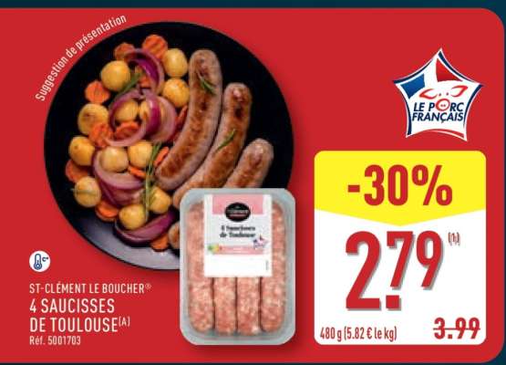 ST-CLÉMENT LE BOUCHER 4 SAUCISSES DE TOULOUSE