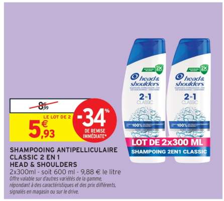 Shampooing Antipelliculaire Classic 2 en 1 Head & Shoulders