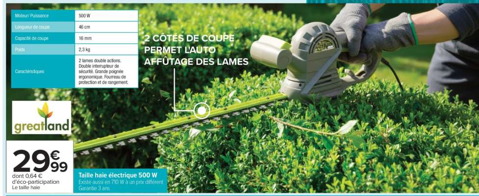 Taille haie électrique 500 W