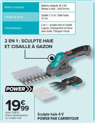 Sculpte haie 4 V POWER PAR CARREFOUR