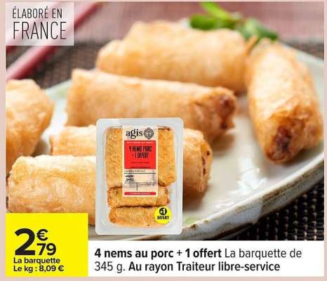 4 nems au porc + 1 offert