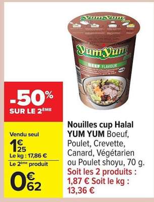 Nouilles cup Halal YUM YUM