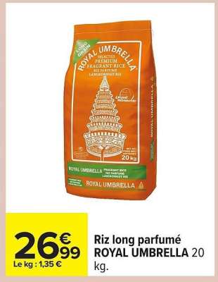 Riz long parfumé ROYAL UMBRELLA 20 kg