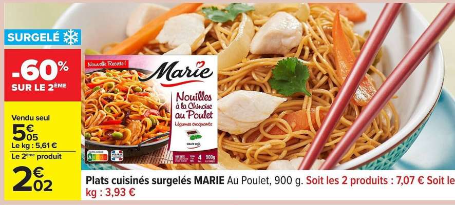 Plats cuisinés surgelés MARIE Au Poulet