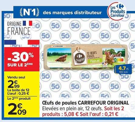 Œufs de poules CARREFOUR ORIGINAL