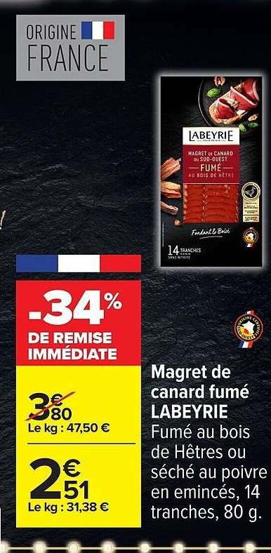 Magret de canard fumé LABEYRIE