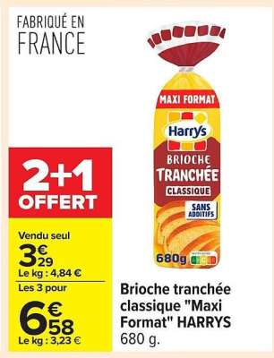 Brioche tranchée classique "Maxi Format" HARRYS