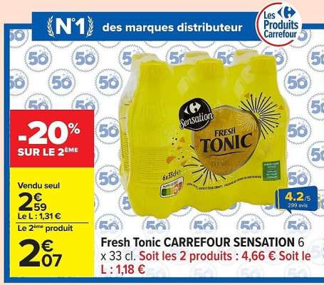 Fresh Tonic CARREFOUR SENSATION 6 x 33 cl