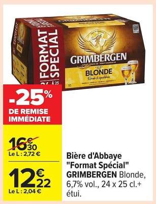 Bière d'Abbaye "Format spécial" GRIMBERGEN Blonde