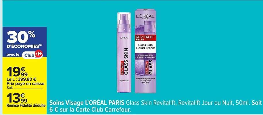 Soins Visage L'ORÉAL PARIS Glass Skin Revitalift