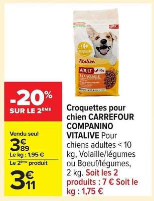 Croquettes pour chien CARREFOUR COMPANINO VITALIVE