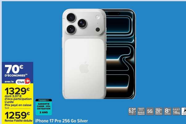 iPhone 17 Pro 256 Go Silver