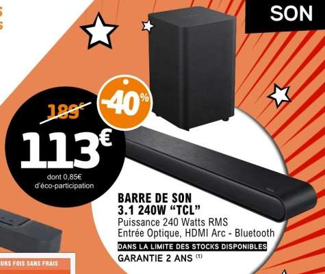 BARRE DE SON 3.1 240W “TCL”