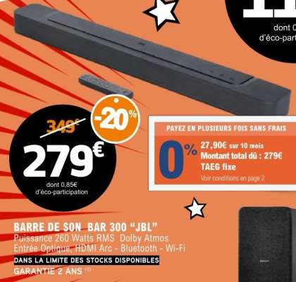 BARRE DE SON_BAR 300 “JBL”