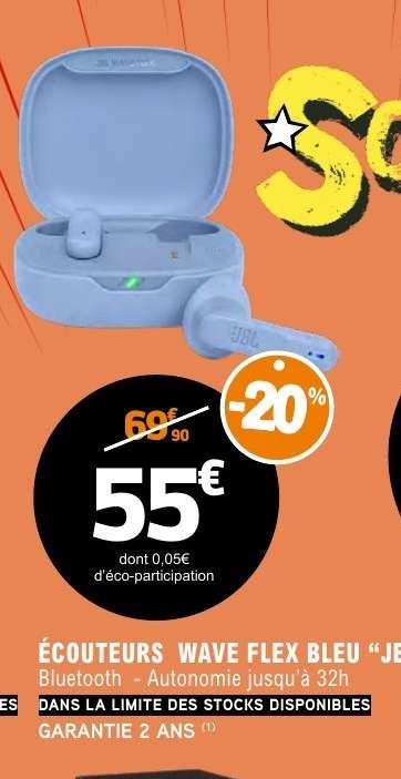 ÉCOUTEURS WAVE FLEX BLEU “JE”