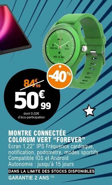 Montre connectée Colorum Vert “Forever”