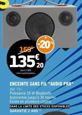 ENCEINTE SANS FIL “AUDIO PRO”