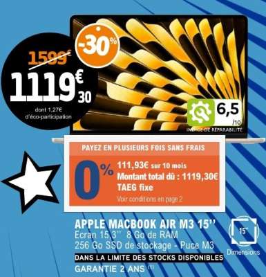 APPLE MACBOOK AIR M3 15”