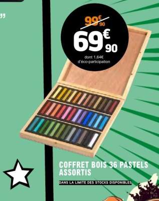 Coffret Bois 36 Pastels Assortis