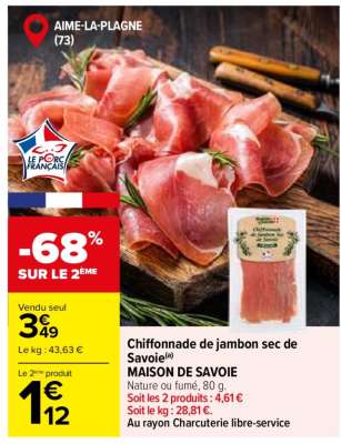 Chiffonnade de jambon sec de Savoie