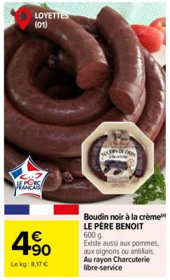 Boudin noir à la crème LE PÈRE BENOIT
