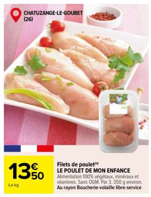 Filets de poulet LE POULET DE MON ENFANCE