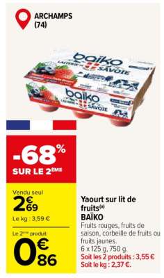Yaourt sur lit de fruits BAÏKO