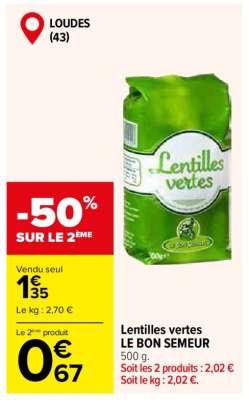 Lentilles Vertes Le Bon Semeur