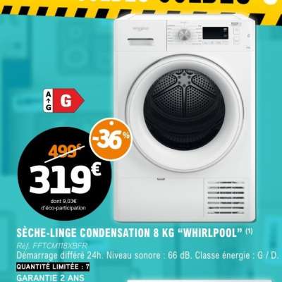 SÈCHE-LINGE CONDENSATION 8 KG “WHIRLPOOL”