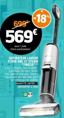 ASPIRATEUR LAVEUR FLOOR ONE S7 STEAM "TINECO"
