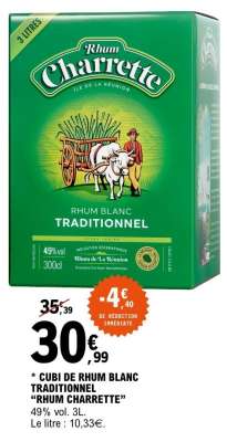 Cubi de Rhum Blanc Traditionnel 'Rhum Charrette'