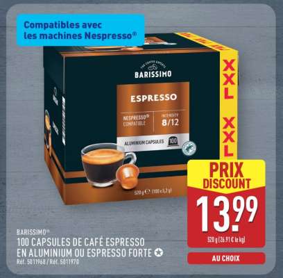 BARISSIMO® 100 CAPSULES DE CAFÉ ESPRESSO